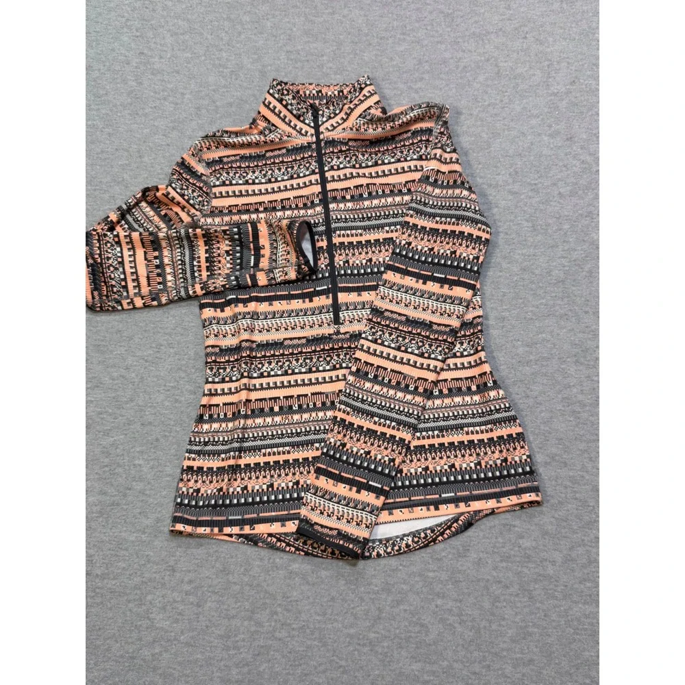 Nike Pro Dri-FIT Womens Medium 1/2 Zip Long Sleeve Running Jacket Pixel Aztec